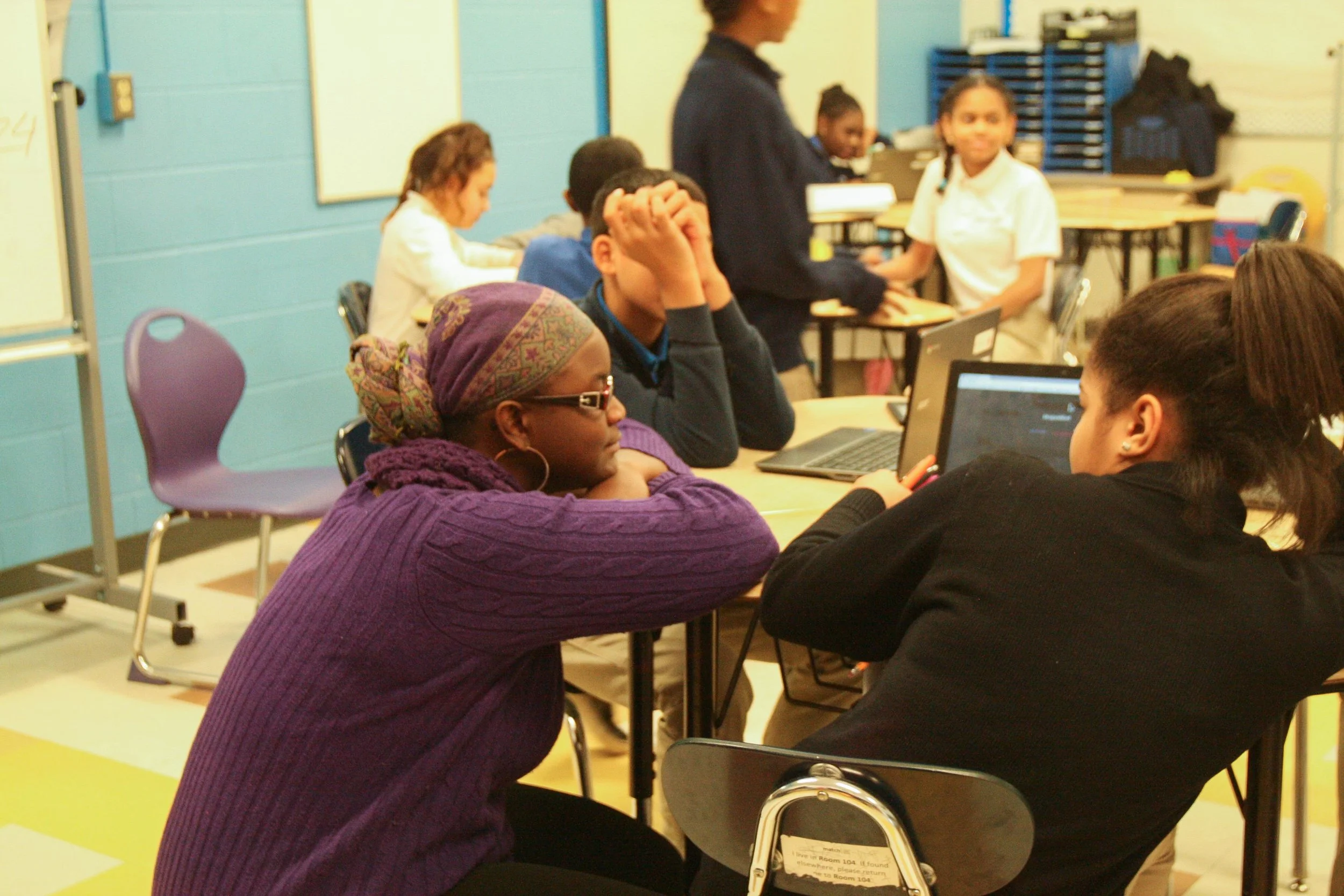 Choice works with one of her fifth grade students.