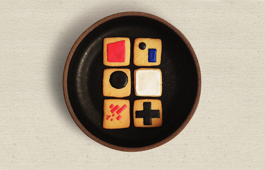 Kazimir Malevich Edition Flour, eggs, butter, baking powder, sugar, lemon zest, lemon extract, meringue powder, salt, food coloring Each approximately 2 x 2 in 2012