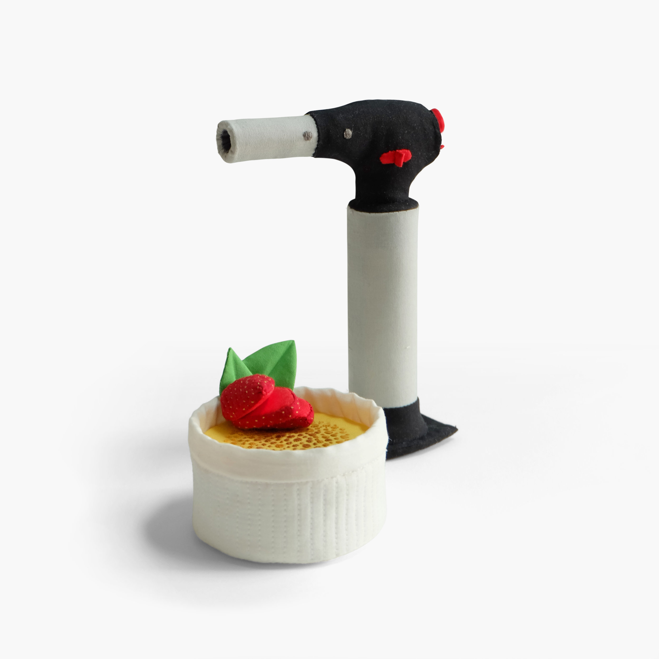 Sous Vide for One Crème brûlée and kitchen torch Fiberfill, felt, cotton cloth, embroidery floss Approximately 7.5 x 5.25 x 6 in 2014