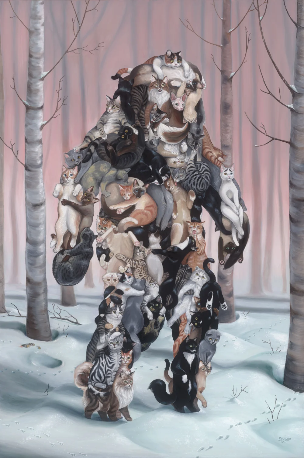 Shyama Golden Catsquatch Oil on canvas 4 x 6 ft 2016