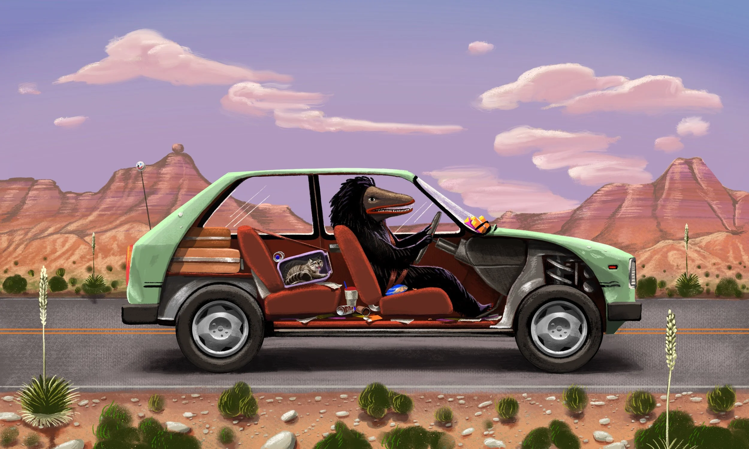 Shyama Golden The Road Trip iPad painting (study) 2018