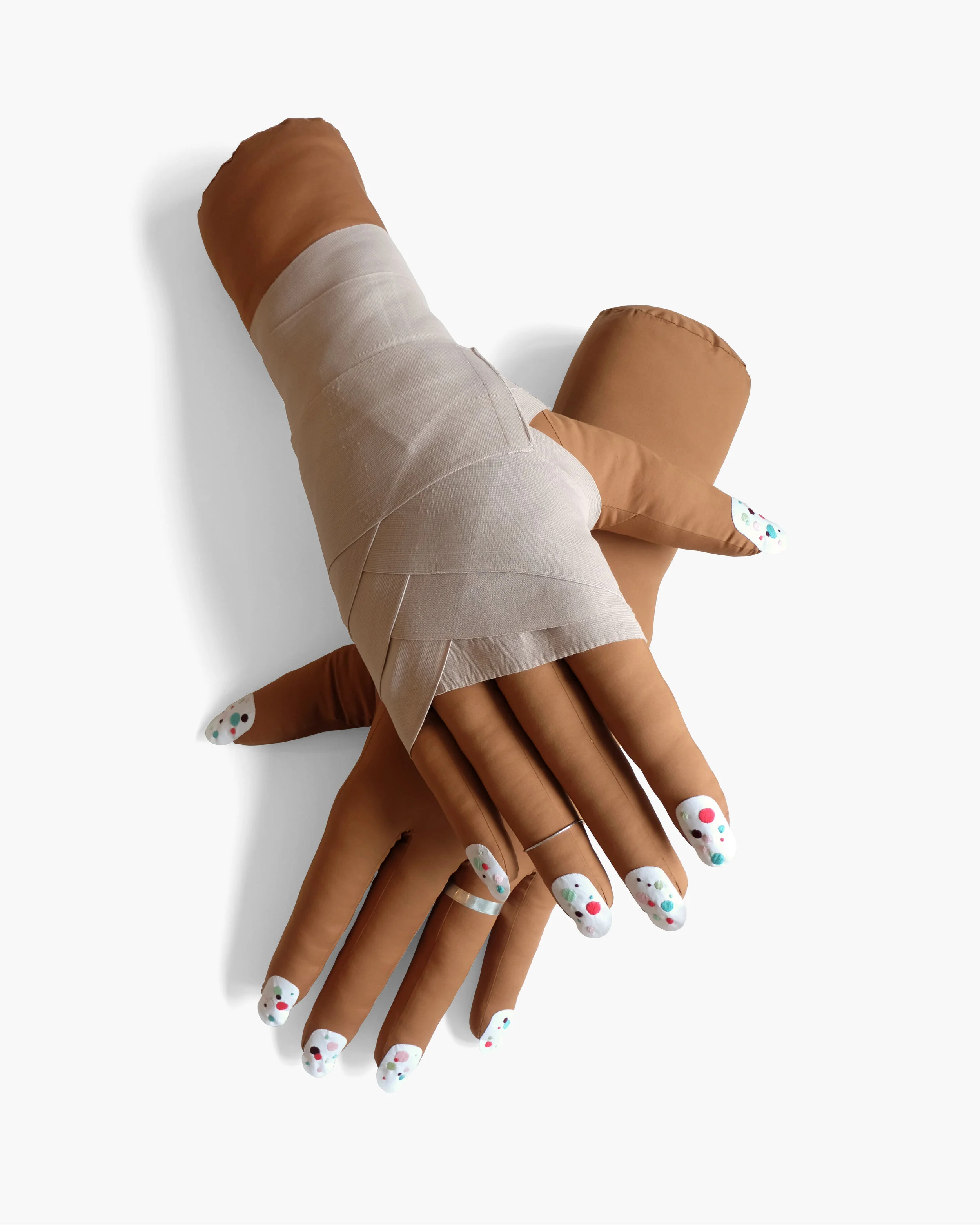 Mimi O Chun Sprain and Splatter Fiberfill, cotton cloth, elastic bandage, embroidery floss Each approximately 36 x 18 x 6 in 2017