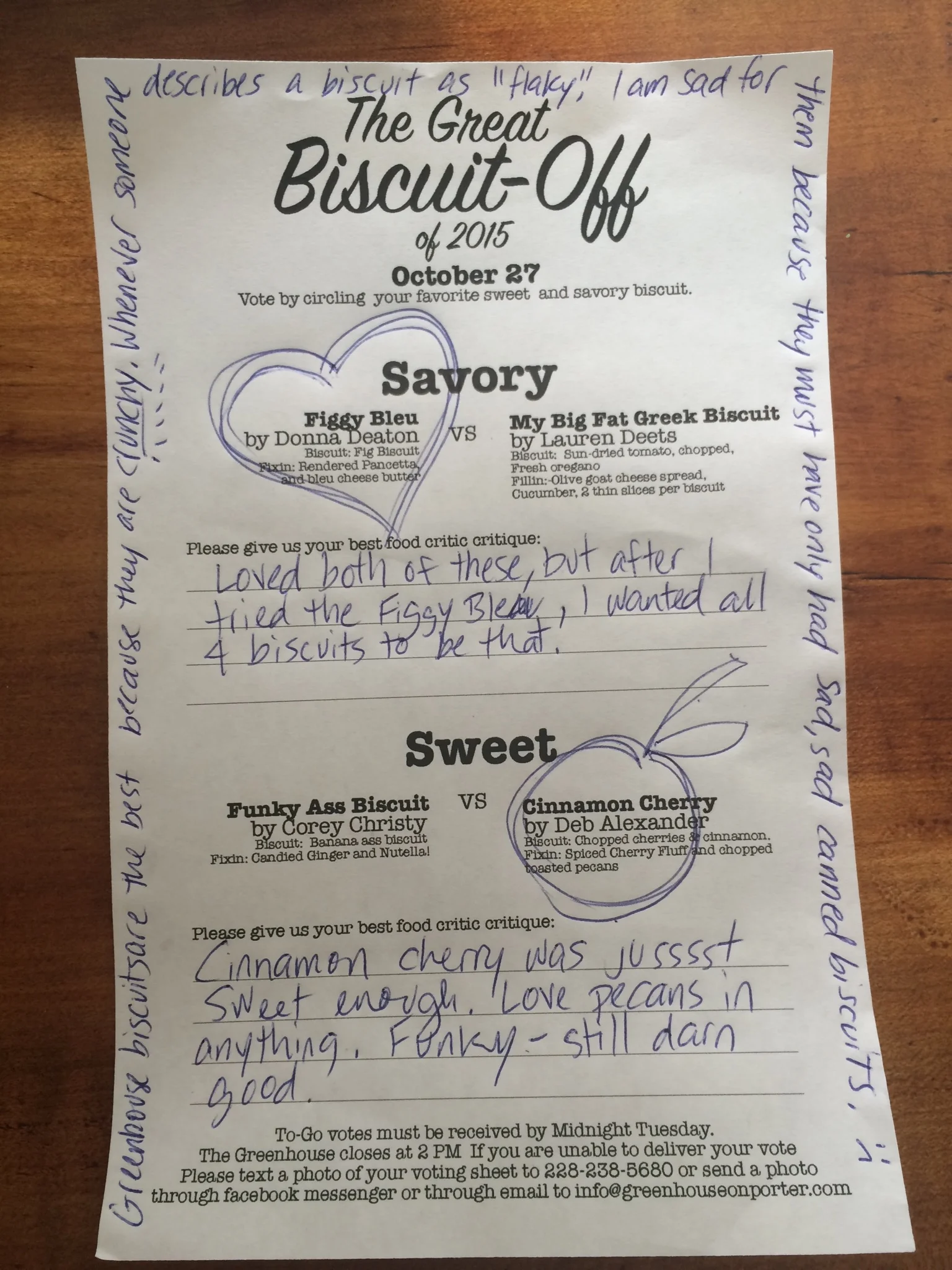 Thanks for the great comments about our biscuits, and giving us something fun to look at! 