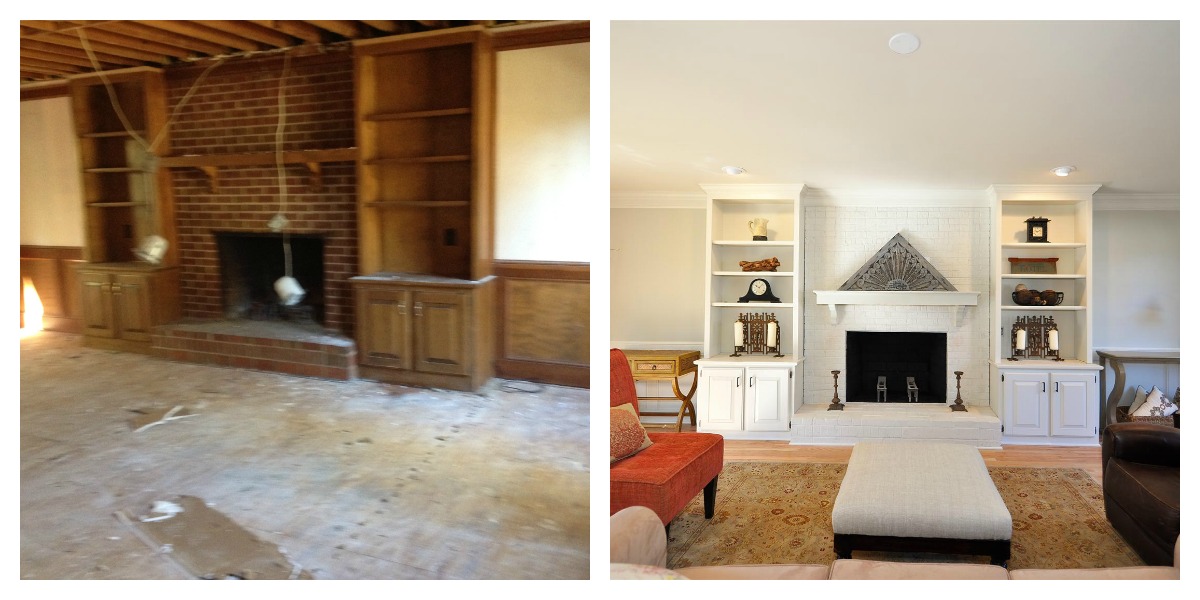 Fireplace before and after