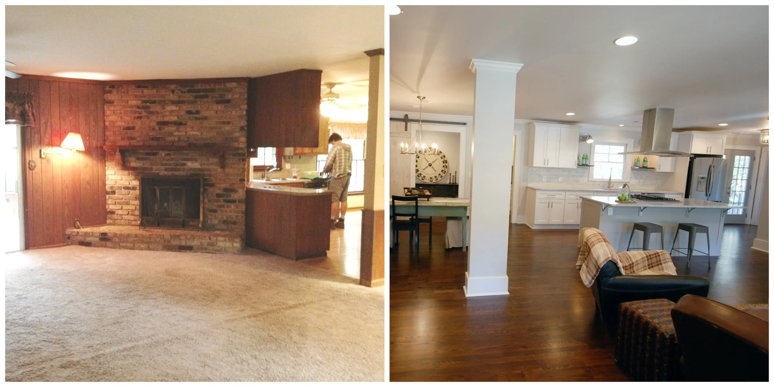 Great room before and after