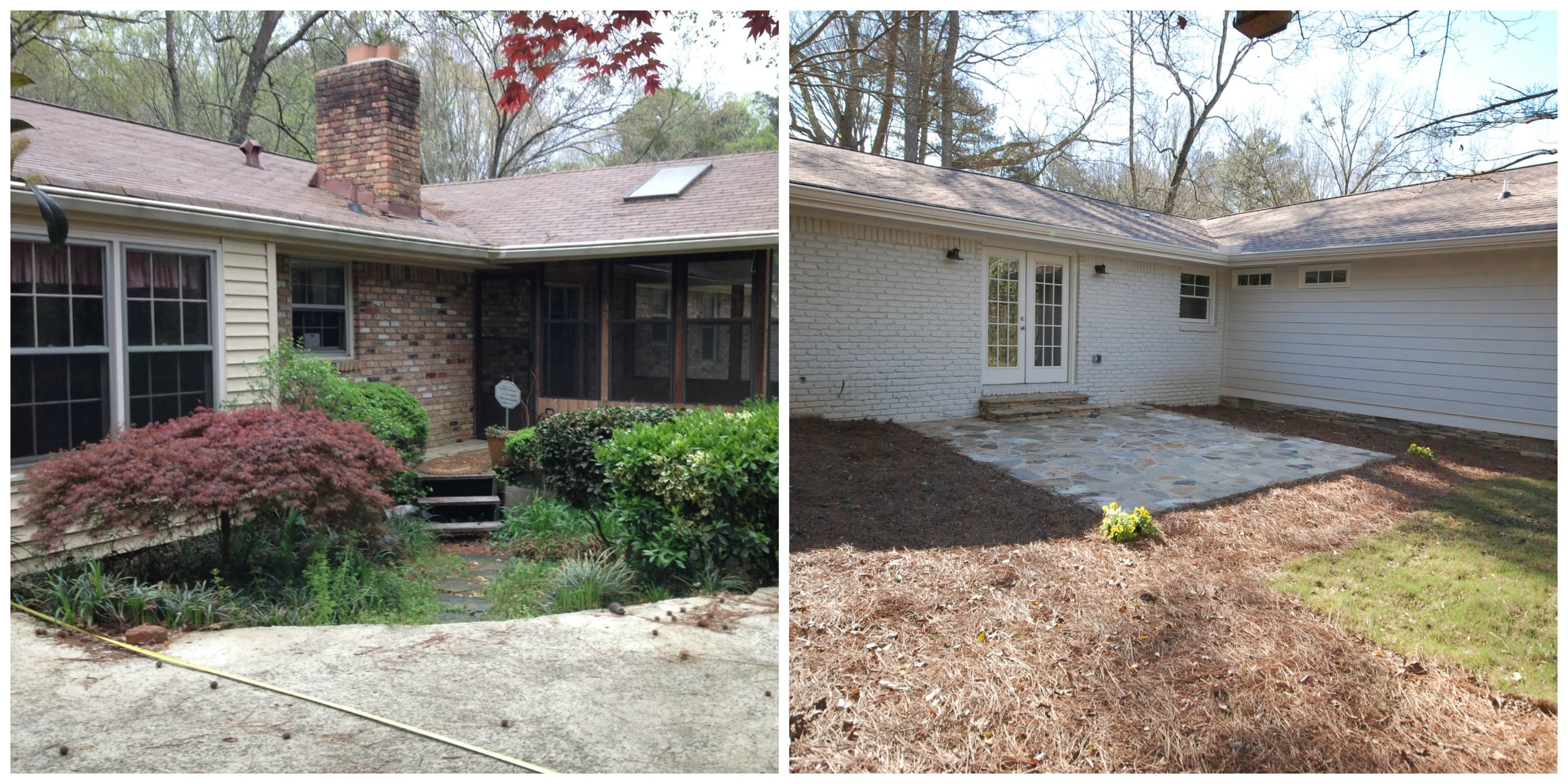Rear exterior before and after