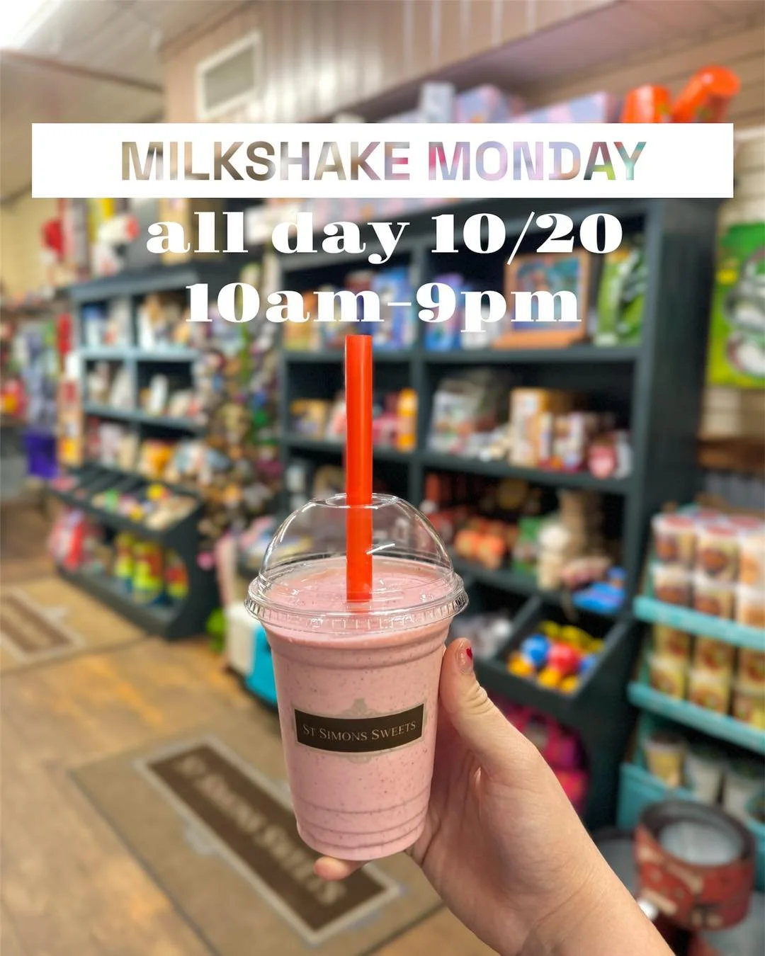 It&rsquo;s Milkshake Monday! 
50% off Milkshakes
.
.
.
#sweettooth #dessert #sweet #snacks #sweettreats #candyshop #candy #candystore #ssi #stsimonsisland #stsimons #handmade #homemade #milkshakes