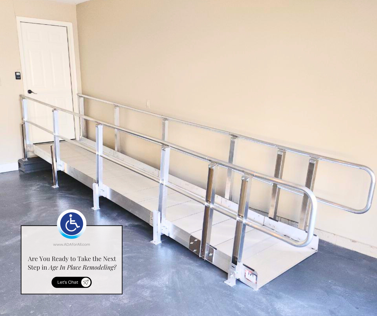“Custom wheelchair ramp and zero-step entry installed by BFA, LLC in Michigan, designed specifically for the homeowner’s mobility needs and property layout, demonstrating that accessibility solutions are never one-size-fits-all.”