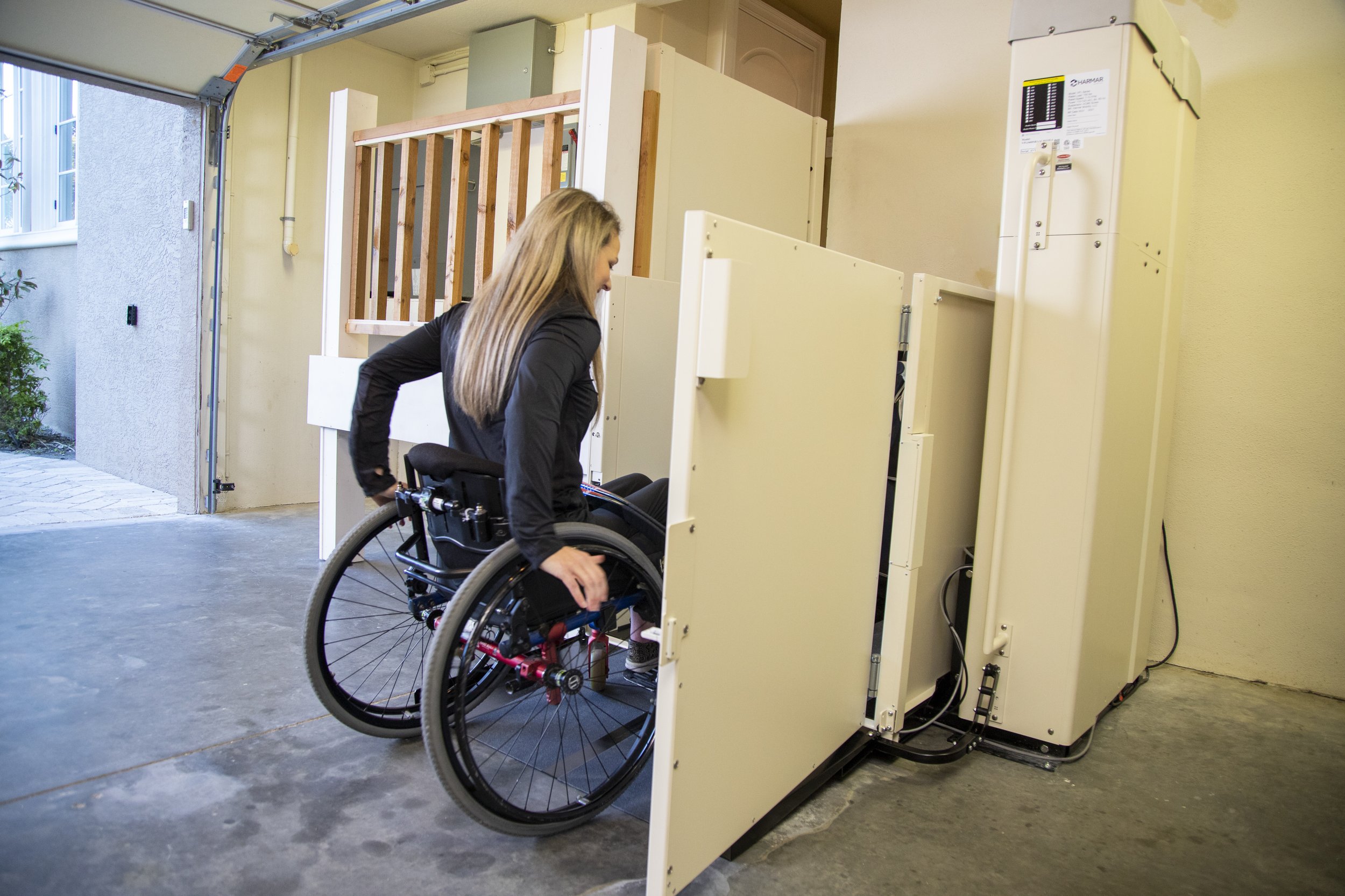 Harmar Highlander vertical platform lift installation in Michigan for wheelchair accessibility