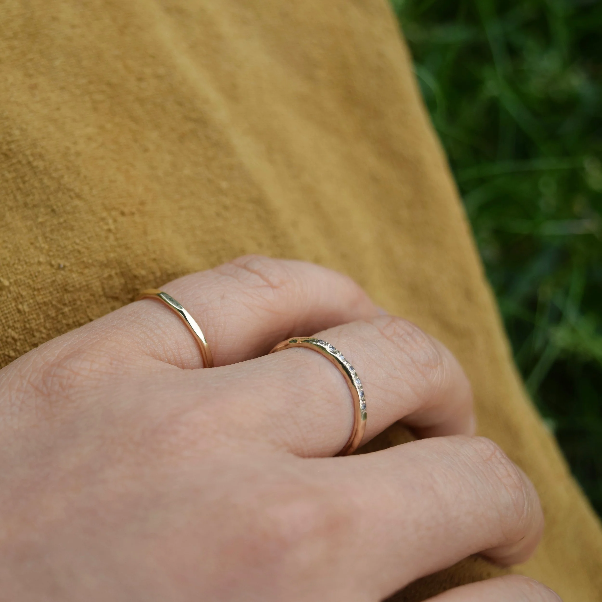 A simple gold faceted ring designed with comfort and interest in mind. Wear it alone or stack it next to your other favorite bands. View more at www.everlijewelry.com/essentails