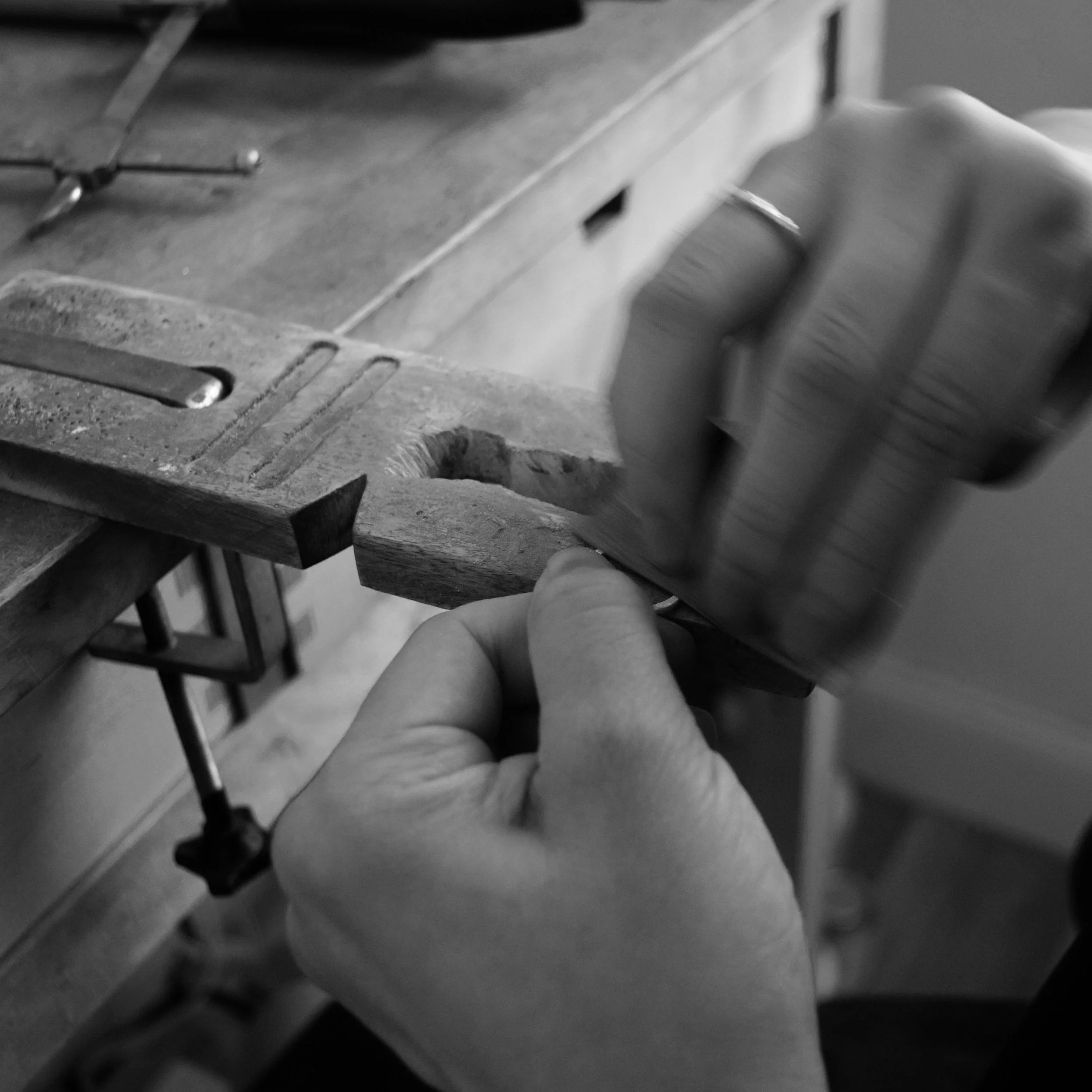 4. The ring shank is then sanded on both sides, using different grades of sandpaper.