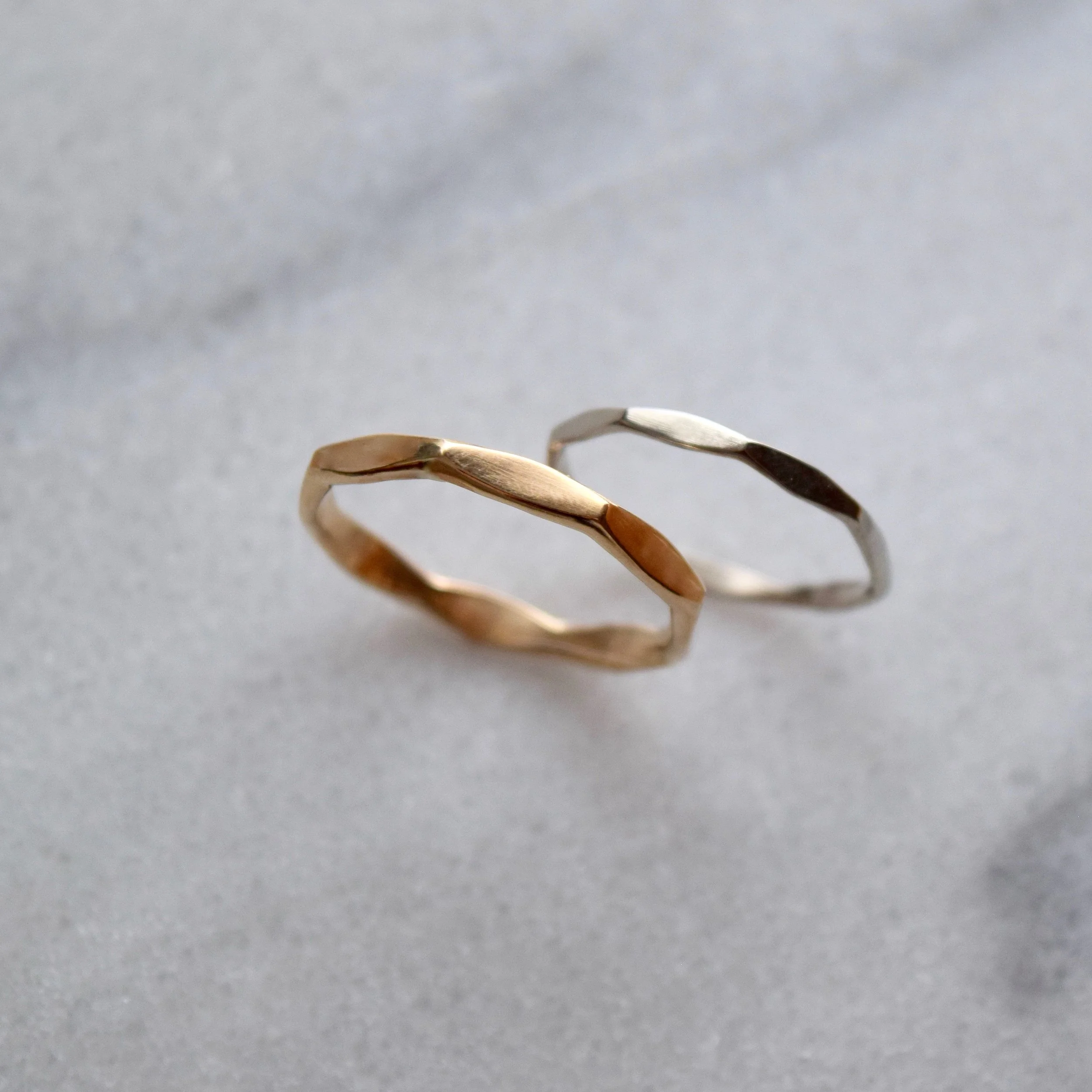 This wide faceted ring is designed as an everyday statement ring or a men’s wedding band. Handcrafted from recycled gold. View more at www.everlijewelry.com/essentials