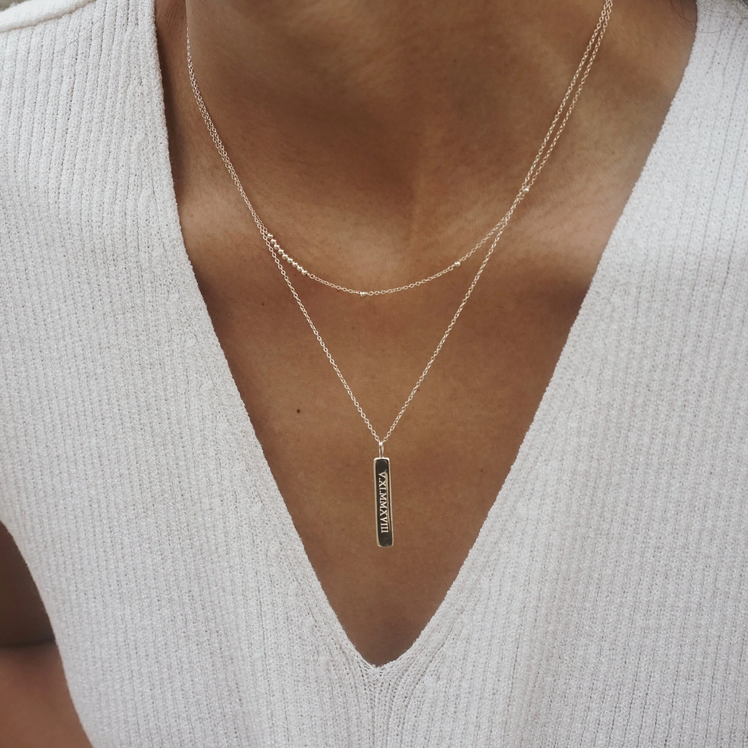 Engraved Vertical Bar Necklace 