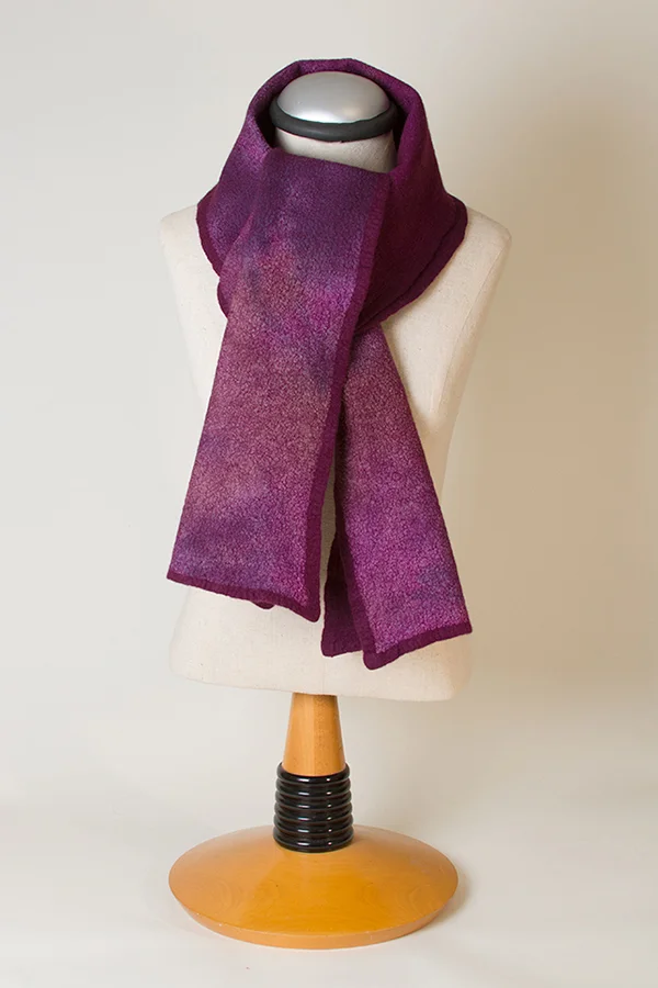 Nuno Felted Scarf, Burgundy, Pink, Purple