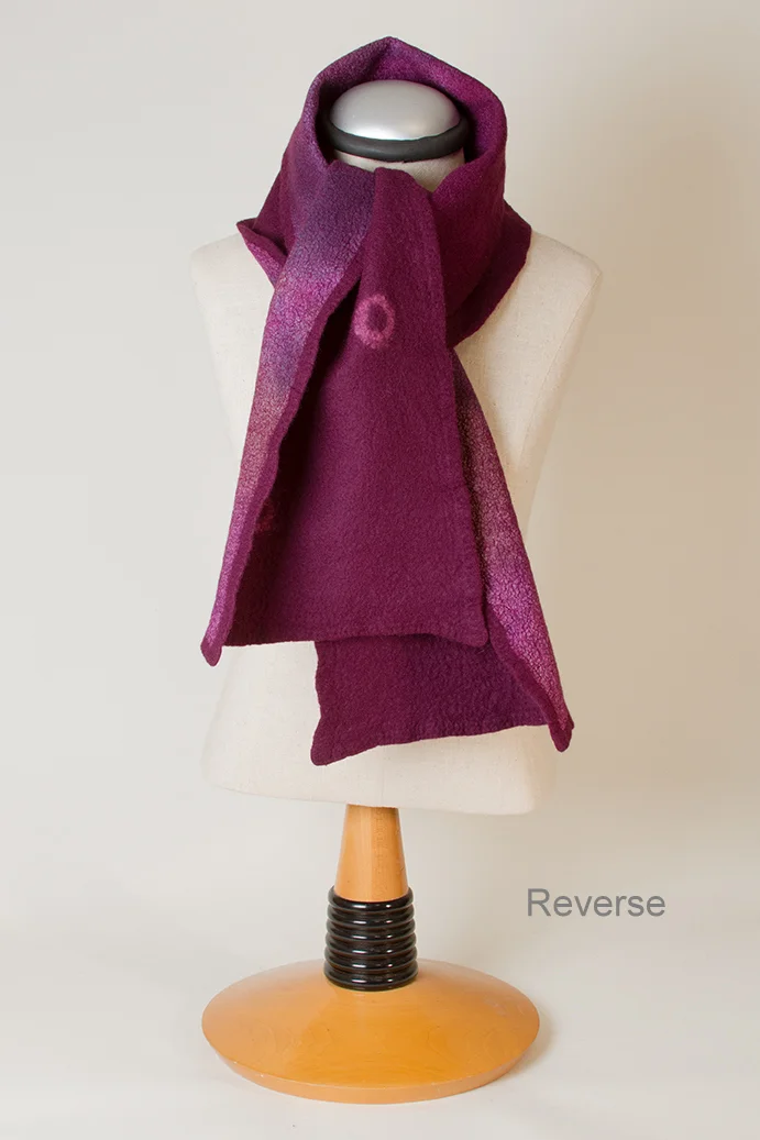 Nuno Felted Scarf, Burgundy, Pink, Purple