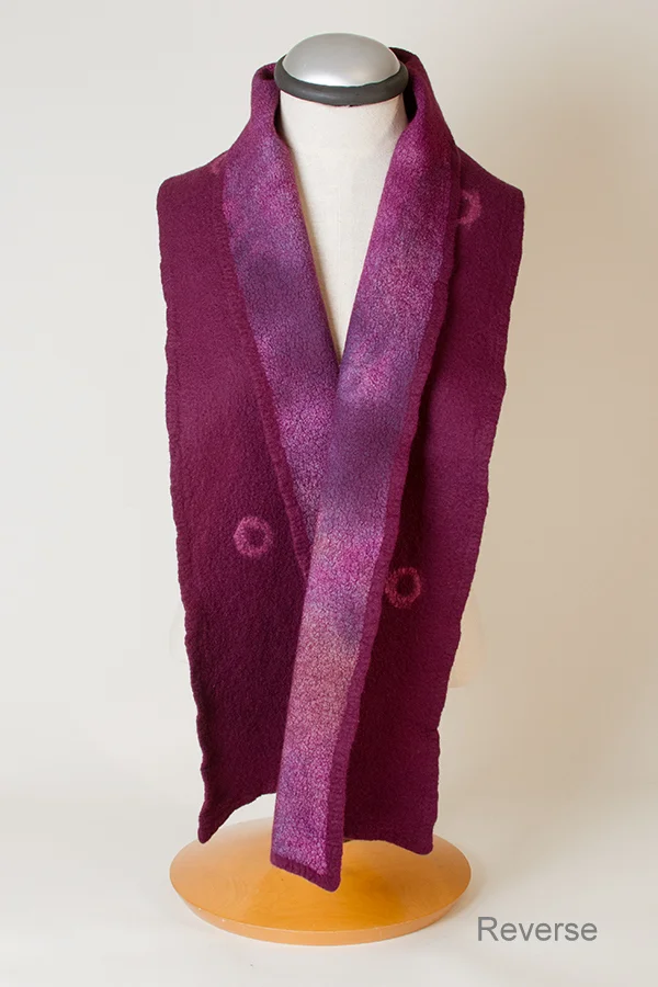 Nuno Felted Scarf, Burgundy, Pink, Purple