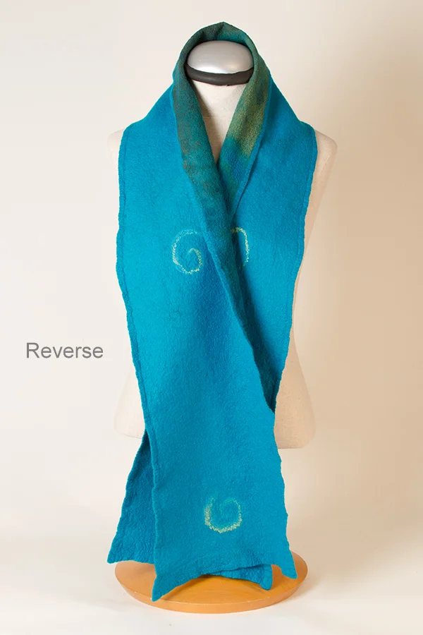 Nuno Felted Scarf, Turquoise, Blue, Green