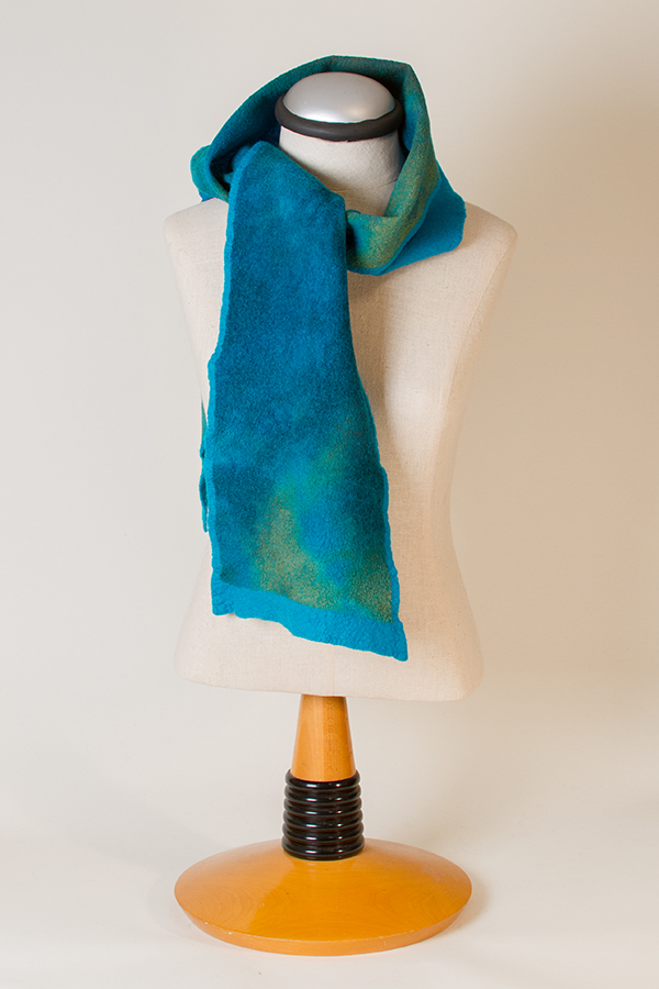Nuno Felted Scarf, Turquoise, Blue, Green