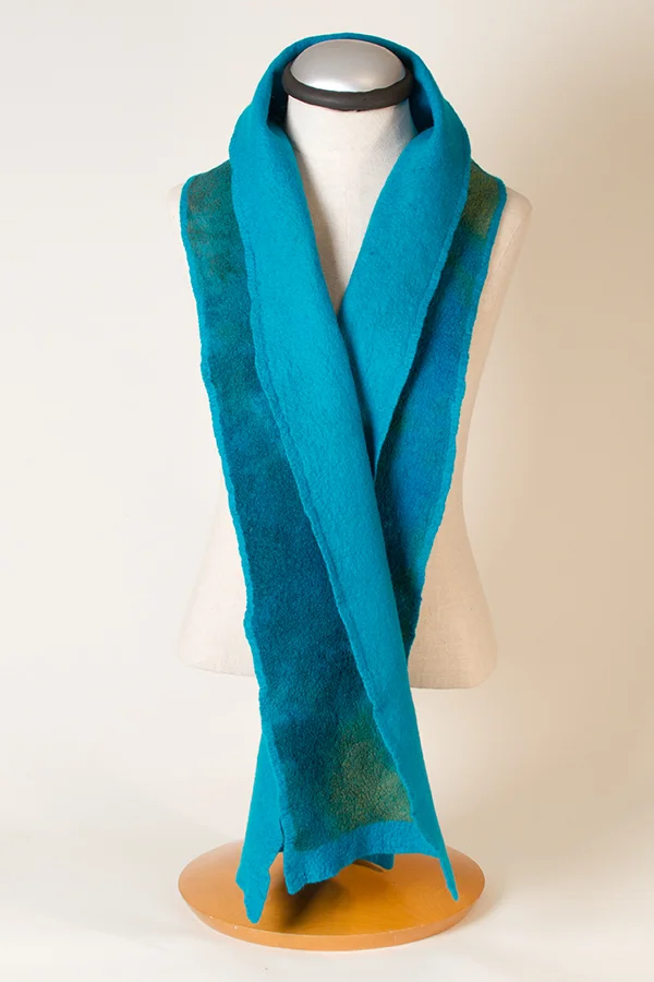 Nuno Felted Scarf, Turquoise, Blue, Green