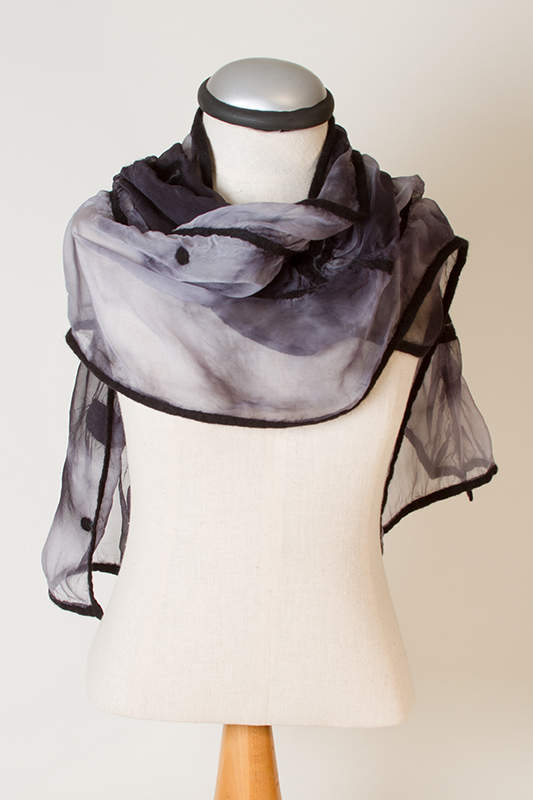 Nuno Felted Scarf, Black and Grey