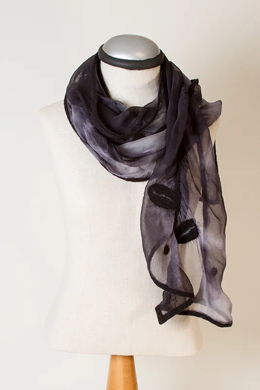 Nuno Felted Scarf, Black and Grey