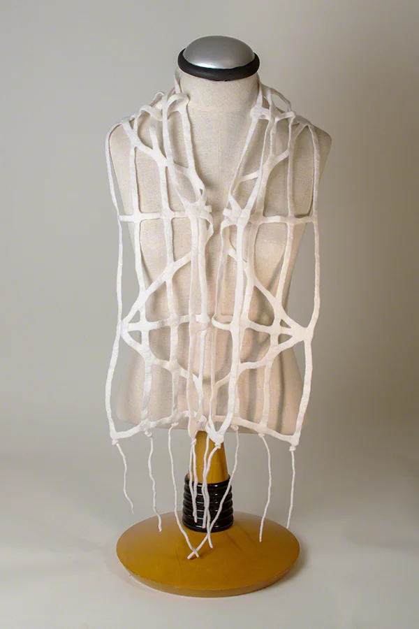 Felted Wool Lattice Scarf, White