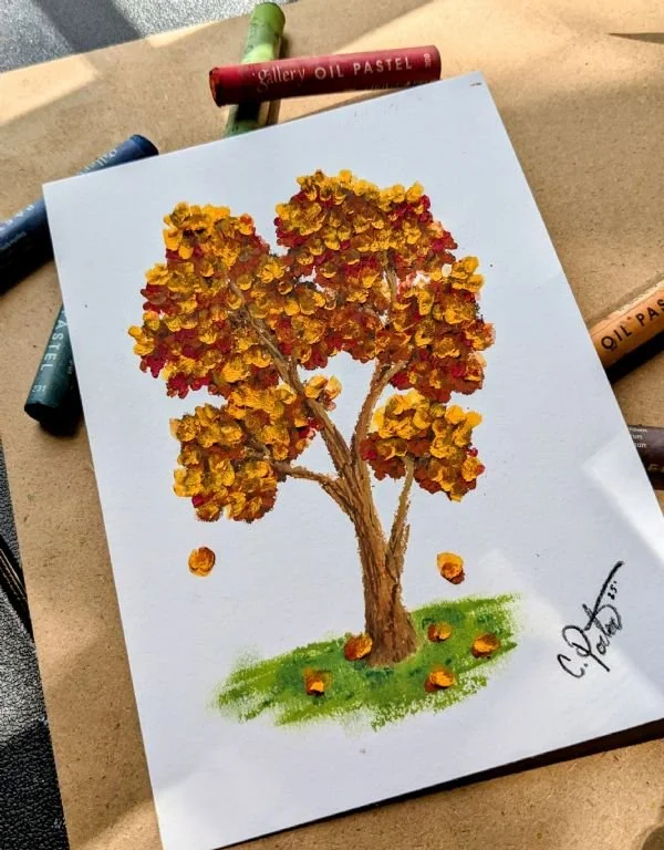 Oil Pastel Fall Trees