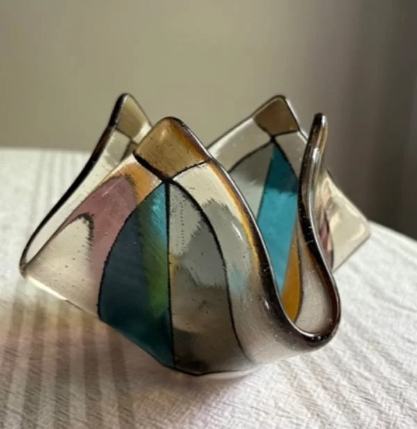 Shapely Fused Glass votive candle holder