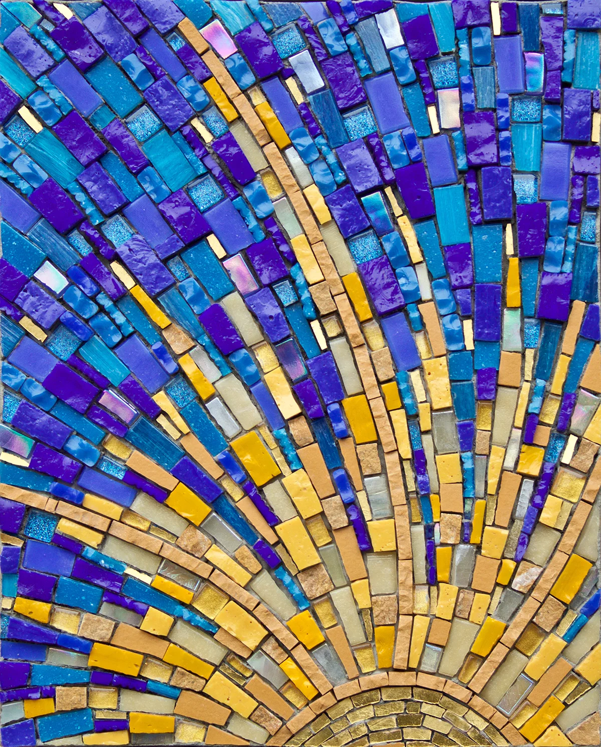 Beginner's Mind #4 . 10" x 8" | 25 cm x 20 cm. Smalti, porcelain, mosaic gold, vitreous, other glass