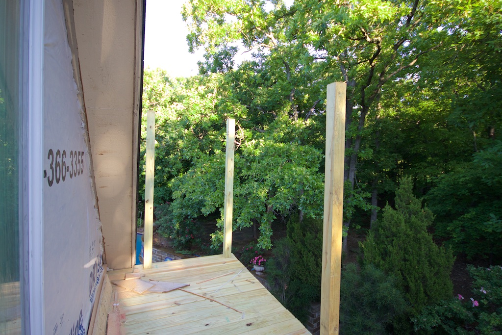 I stepped out onto the deck last evening to take this pic, facing west. Those posts will be for the railing. They waiting on some lumber so they can finish the deck. 