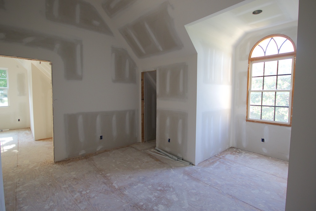 Just inside the entry to the studio wing. 