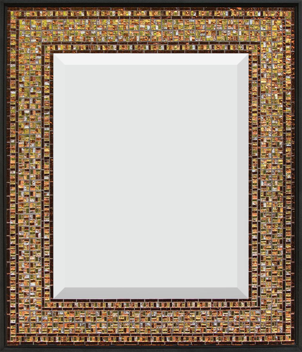 Copper, Orange, Gold Mirror . 24" x 28" Mirror and Van Gogh glass.