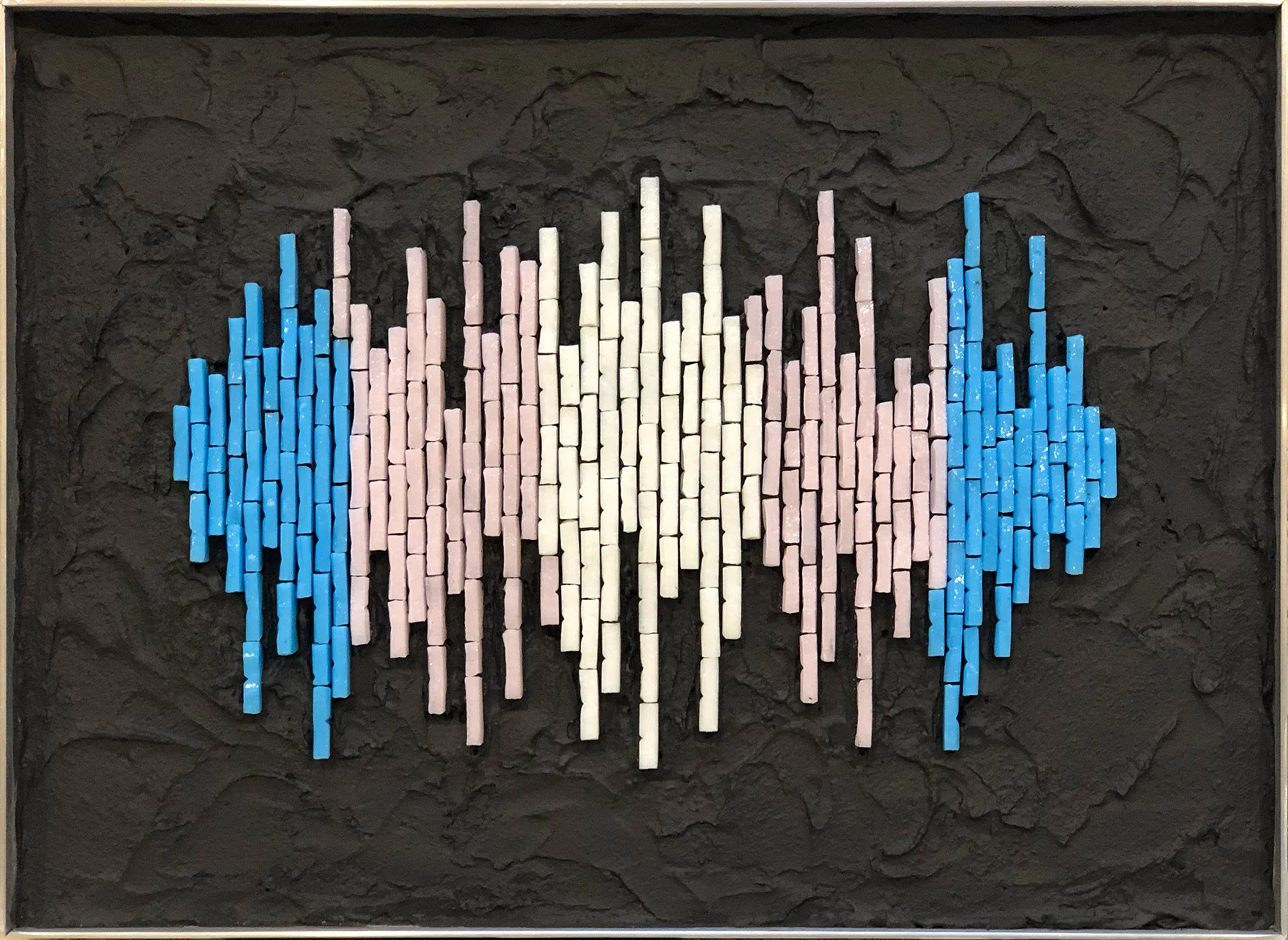 Trans Frequency 8” x 11” | 20cm x 28cm. Vitreous glass, colored mortar.