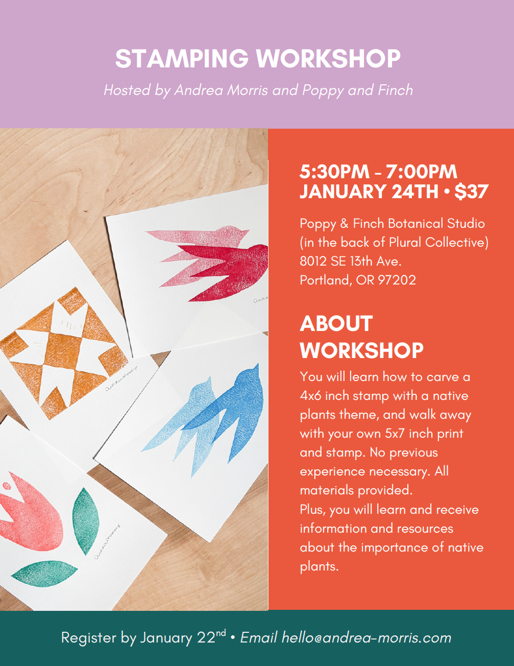 Botanical Motif Stamp Workshop ✨ with Andrea Morris