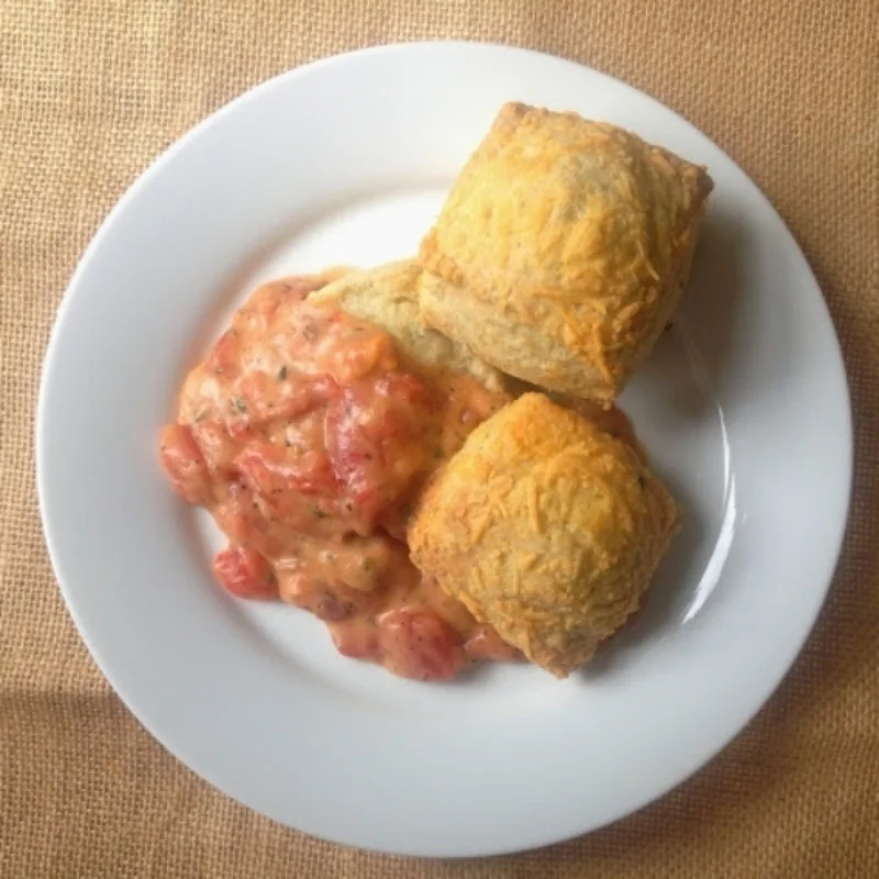  Cheddar Chive Biscuits with Tomato Gravy