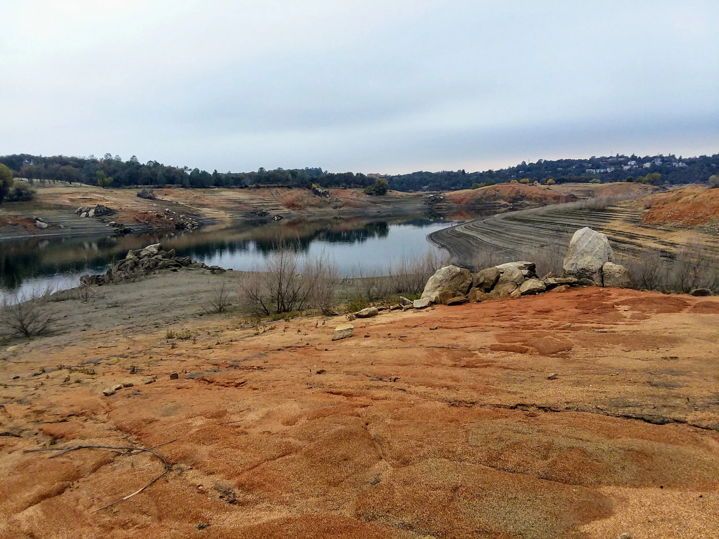 Folsom Lake at low levels, Rattlesnake Bar.