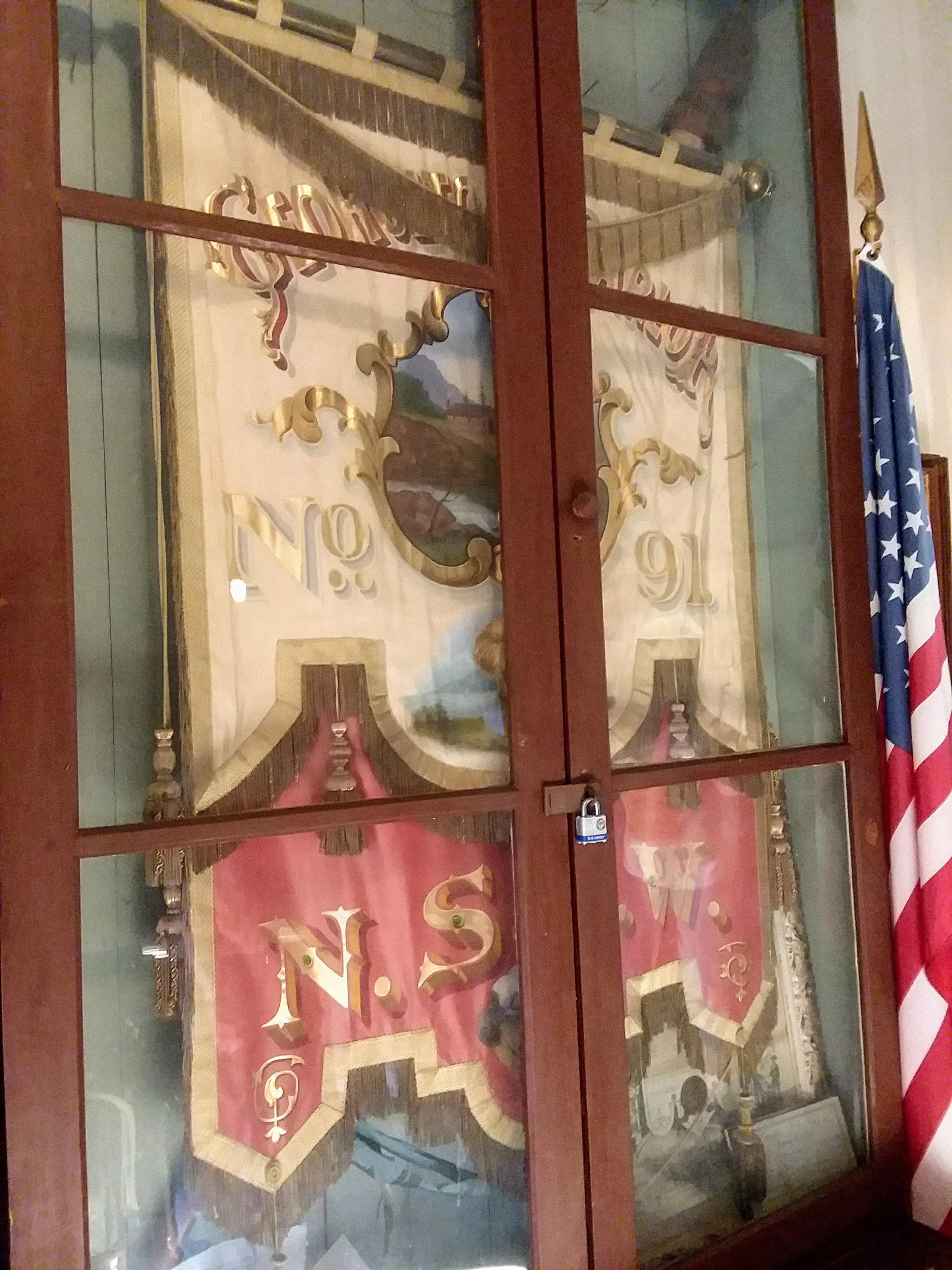 Native Sons of The Golden West banner from the 1980’s on display.