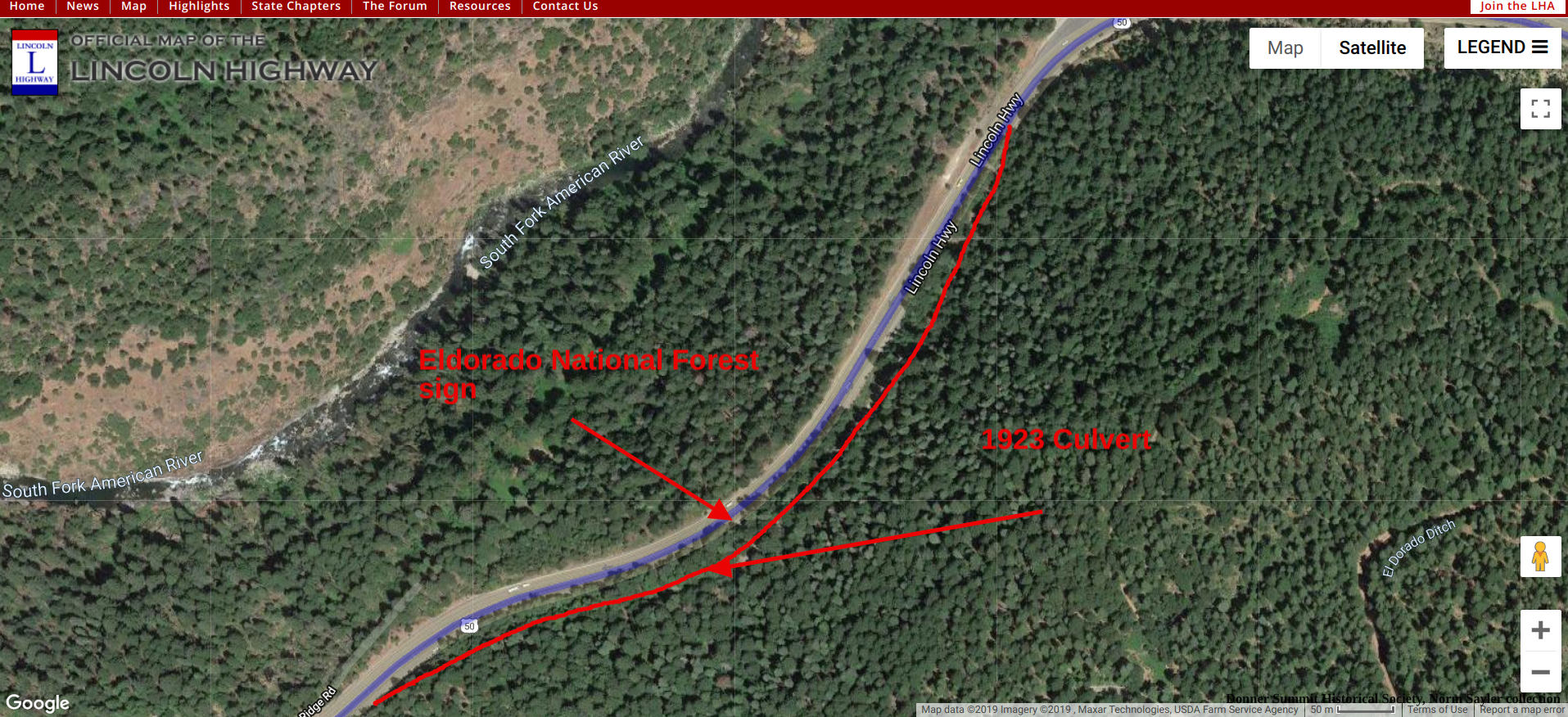 Map showing where the alignment is, red line.