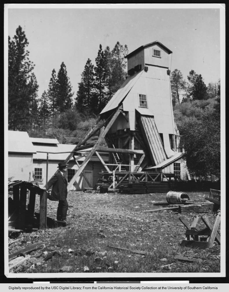 Shafthouse of the Sherman Mine in Placerville, ca.1930
