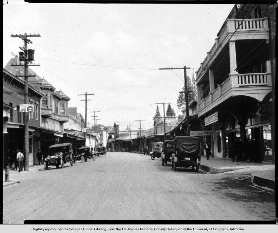 Looking east on Main Street, Placerville, 1930s.