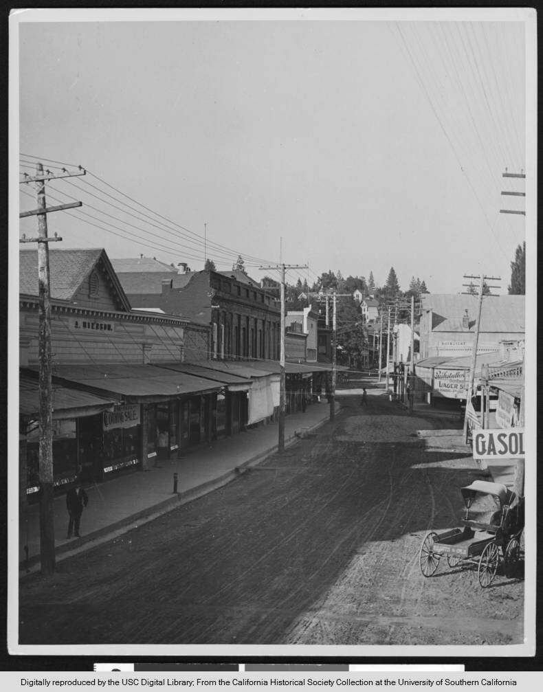 View of Placerville, "where gold is found in the streets", ca.1912