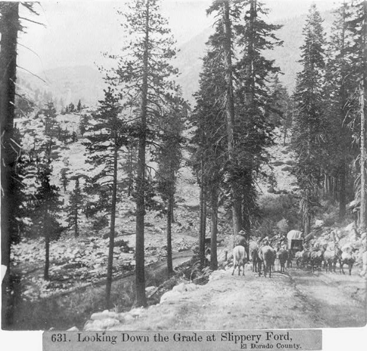 Riverside Station,American River,Wagons,people,1866,Placerville Tahoe Route 