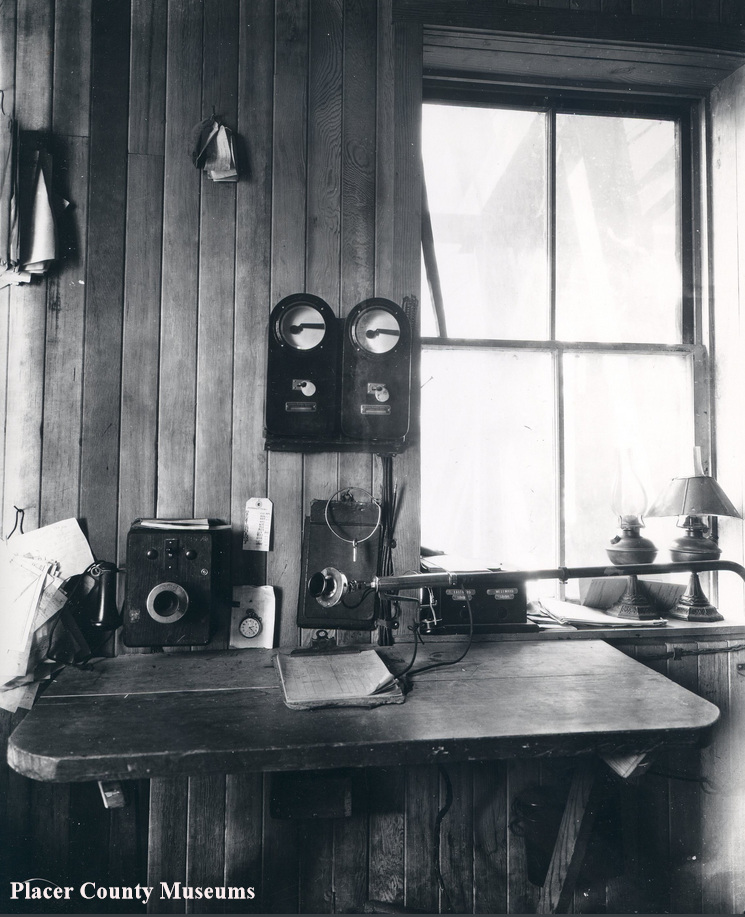 The railroad station masters chair in Soda Springs, Donner Summit, 1911 