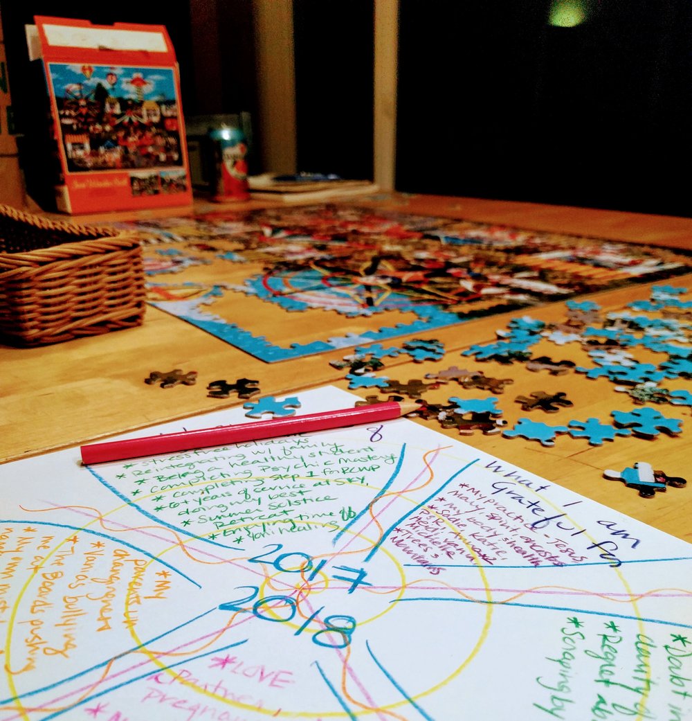 Puzzling and crafting my year review on New Year's Eve