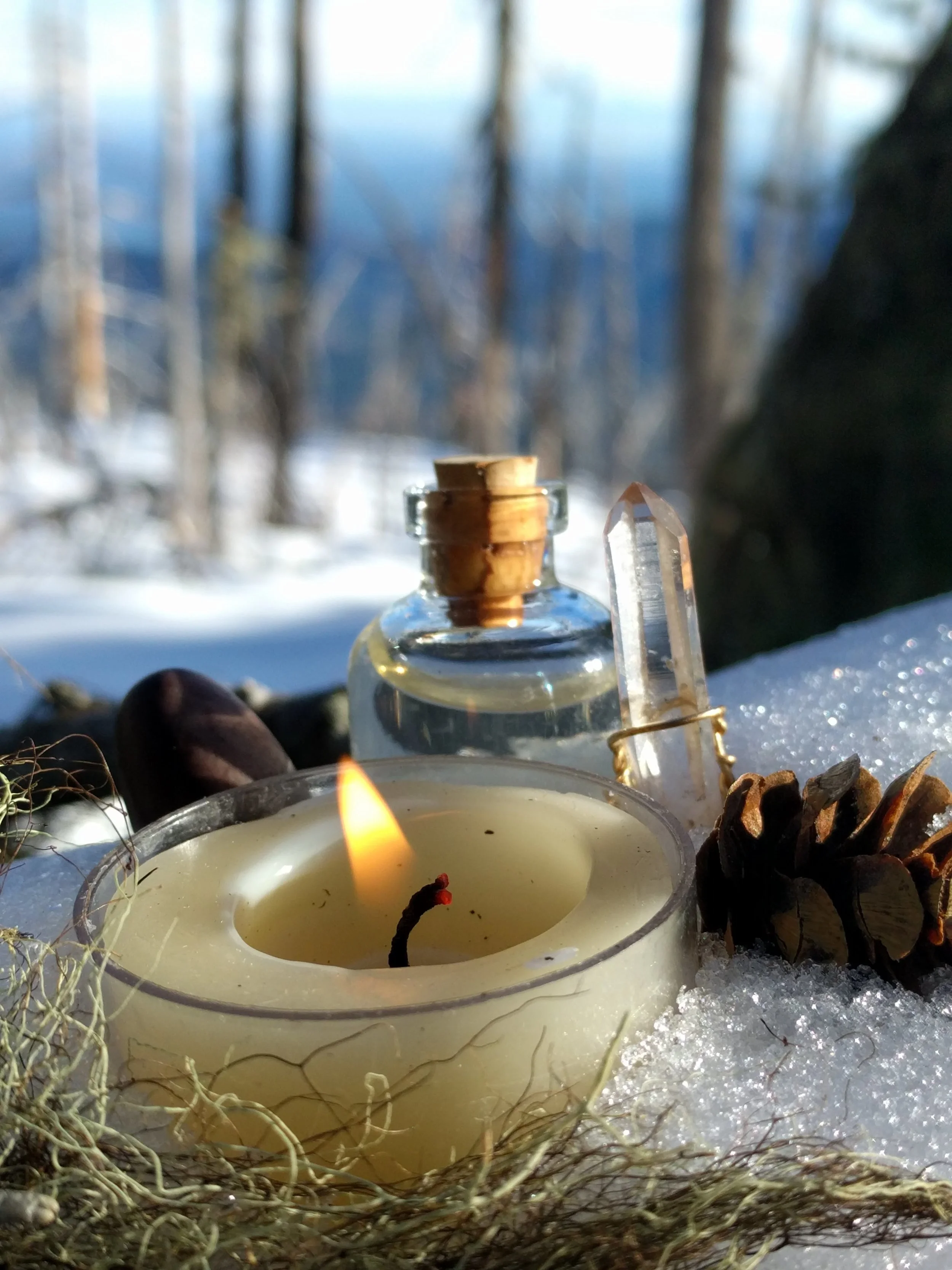 New Year's Day alter on the top of Mt Rose, near Hoodsport Washington!&nbsp; I got my mantra for 2018: I Am Here.