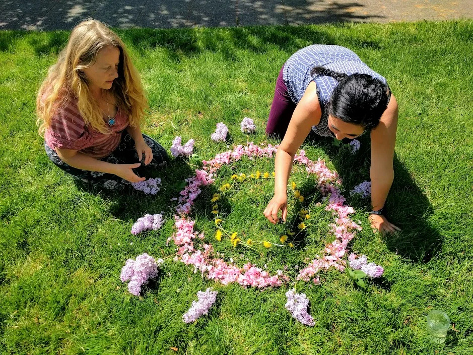 Beltane Earth Mandala making with the Moon Circle women, 2018