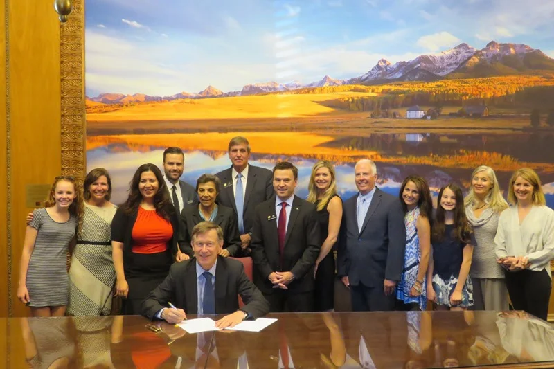 Governor Hickenlooper on June 10, 2016, signs House Bill 16-1404, regarding fantasy sports in Colorado. The Kirchhof Group worked on this legislation on behalf of the Fantasy Sports Trade Association to ensure legal certainty for the industry to continue operating in Colorado and certain consumer protections for players and fans.