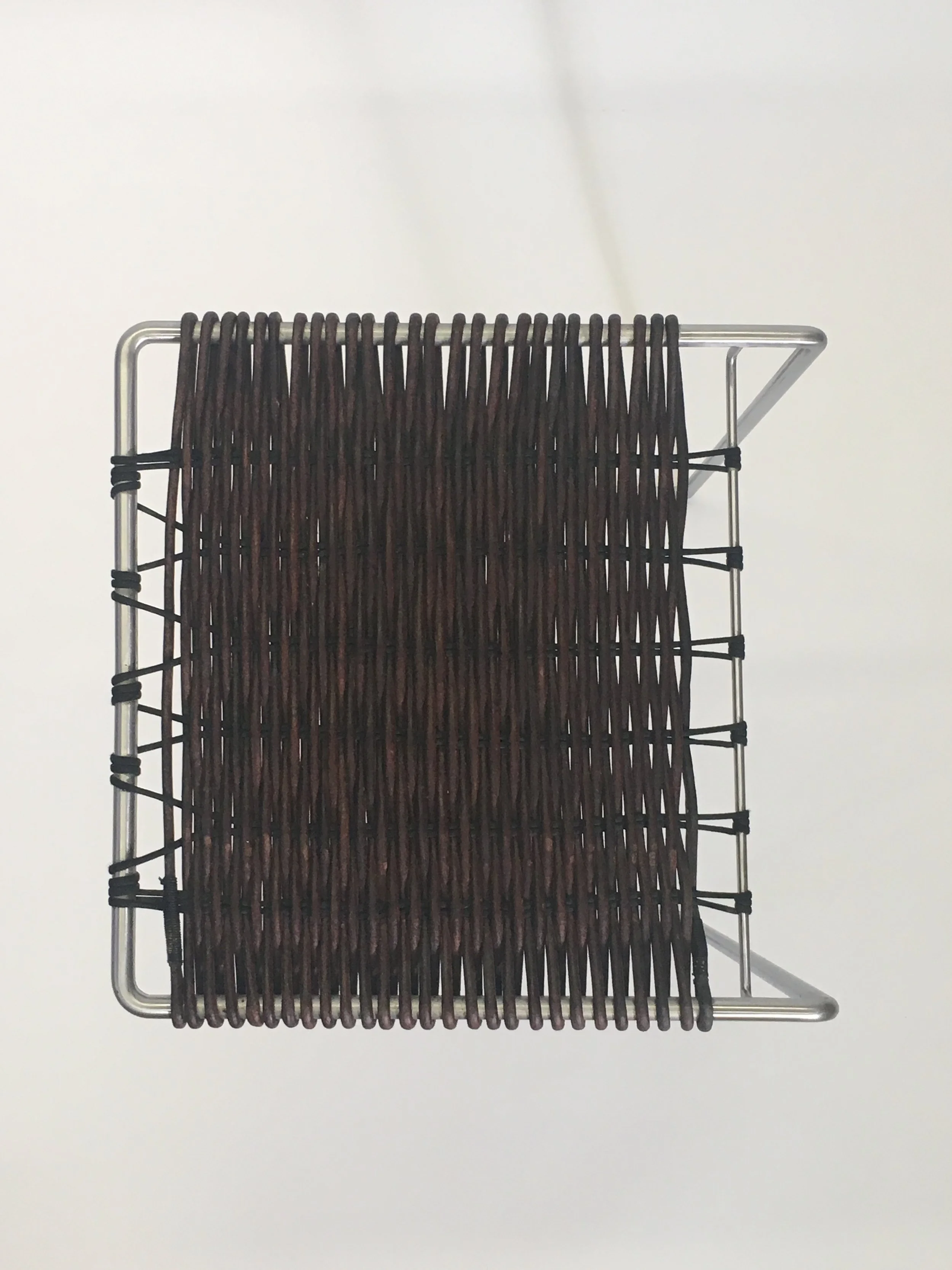 Woven leather side table 