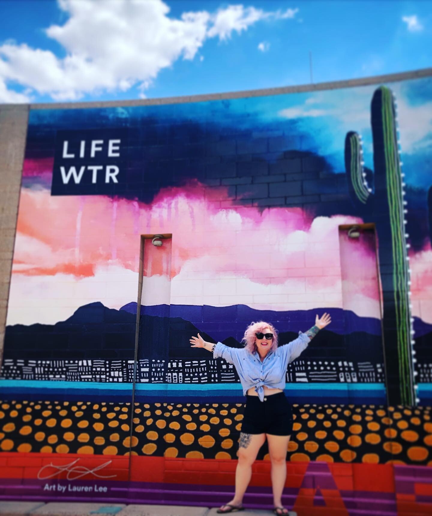 TODAY IS THE DAY! New mural being installed for @LIFEWTR in downtown Phoenix with collaboration of @valleymetro 🚊🚊🚊 to increase the visibility of this mural! I am so happy that I was chosen to represent Arizona and the elements that make this home