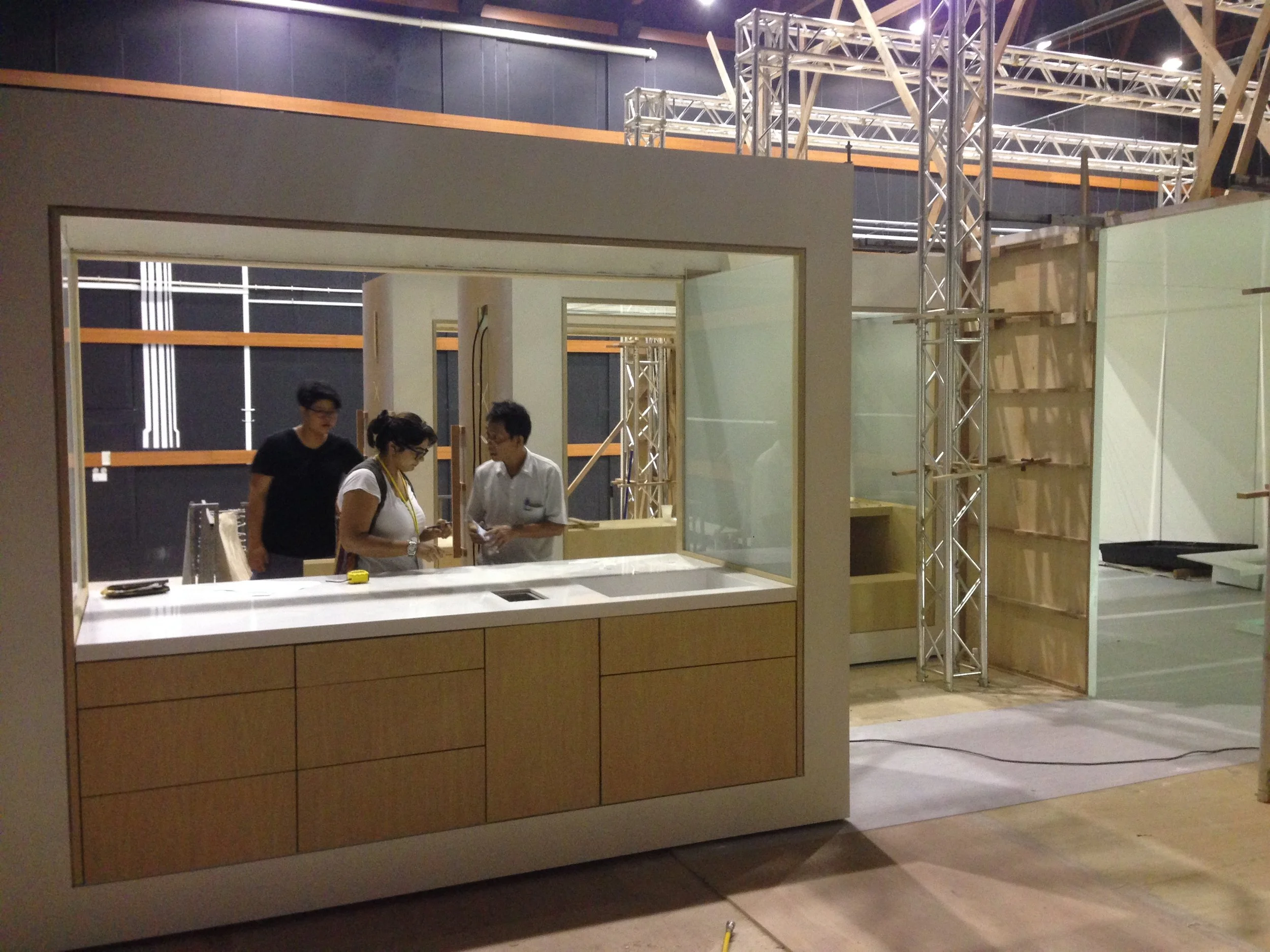  Asst Art director Prerna Chawla supervising finishes of the kitchen pod. 